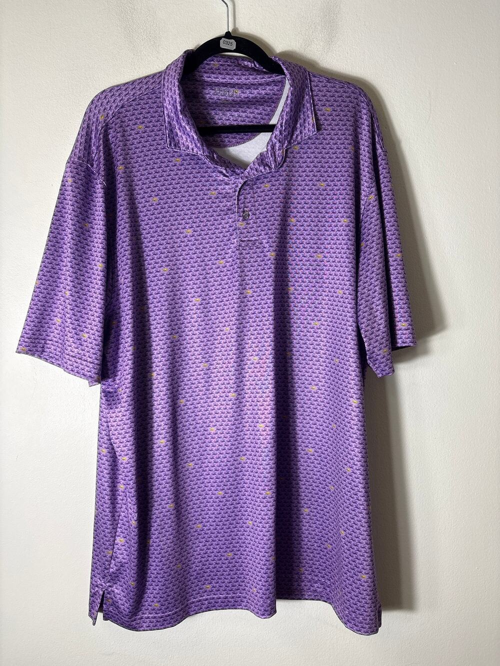 Mens PERLIS Purple Short Sleeve Polo Style Shirt Sz XL